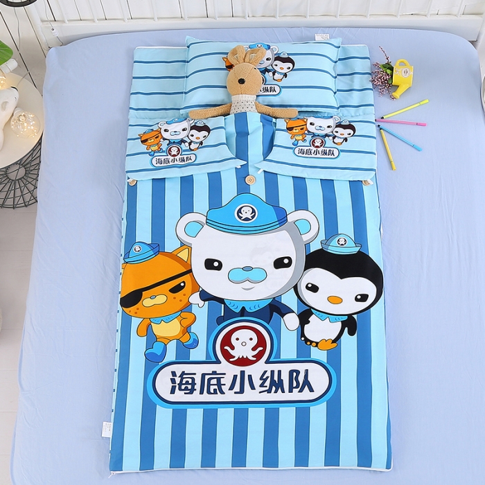 七彩童年 纯棉大版幼儿园儿童睡袋防踢被 海底小纵队