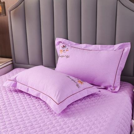 小时代 2020新款纯棉刺绣夹棉单品枕套一对 红枫-梦幻紫