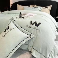 （总）凯罗家纺 2022新款加厚牛奶绒刺绣W系列四件套