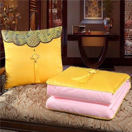 雷娜 2021新款中国结刺绣抱枕被 中国风-金色