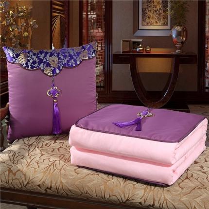 雷娜 2021新款中国结刺绣抱枕被 中国风-深紫
