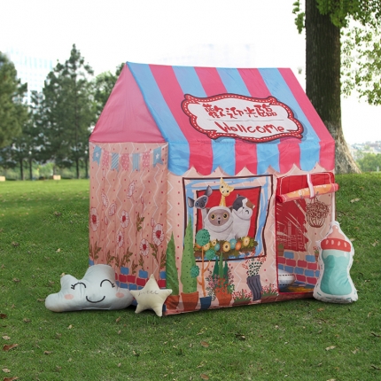 梦想屋 儿童游戏屋分床神器游戏帐篷卡通印花系列粉色城堡