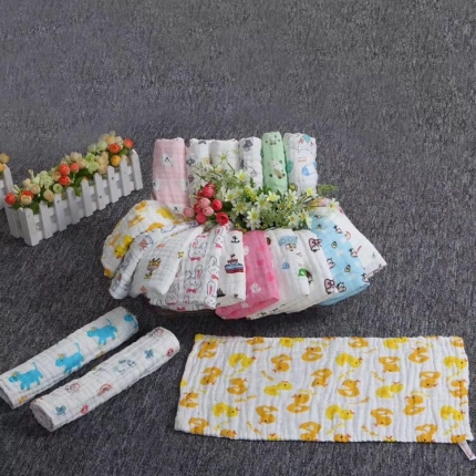吖噢 六层全棉纱布水洗泡泡纱高密婴幼儿卡通童巾 小毛巾