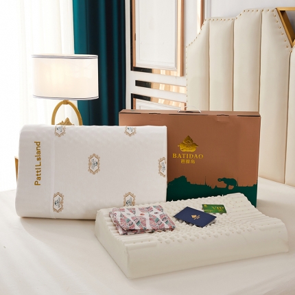 芭提岛（3代）纯乳胶枕头 泰国原装 礼盒套装+内外套纯棉