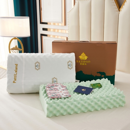芭提岛（3代）纯乳胶枕头 泰国原装 礼盒套装+内外套纯棉