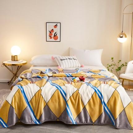 （总）坦客毯业 2022年新款印花法莱绒毛毯沙发盖毯午睡毯子