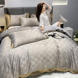 91家纺网 家纺一手货源 找家纺 美得很美家纺 2022新款全棉提花刺绣四件套 高级灰,高级灰