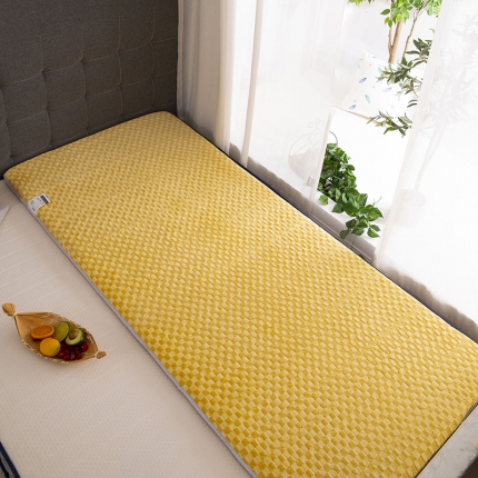 学生床垫可折叠家用榻榻米定做竹炭地炕垫子飘窗垫窗台垫棋盘格黄