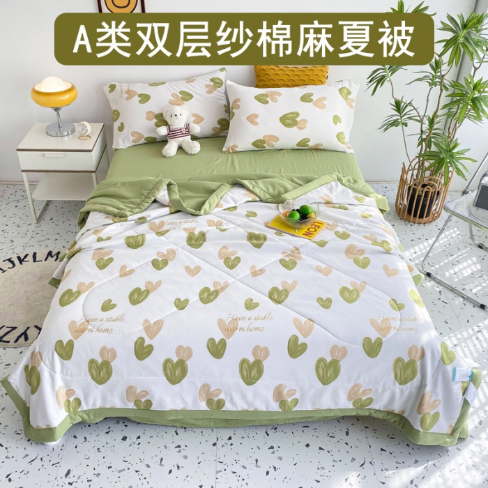 91家纺网 家纺一手货源 找家纺 （总）瑜珠 2023新款A类水洗棉麻双层纱夏凉被空调被子被芯夏被