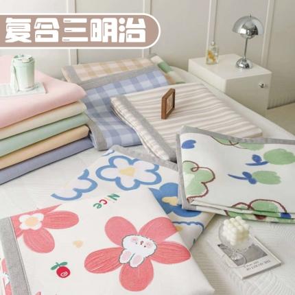 （总）佰汀2023新款A类全棉老粗布三明治复合凉席床单款