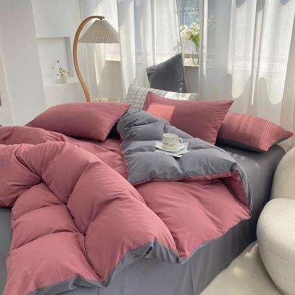 2023网红纯色现代简约三件套四件套 床单被套宿舍家居通用