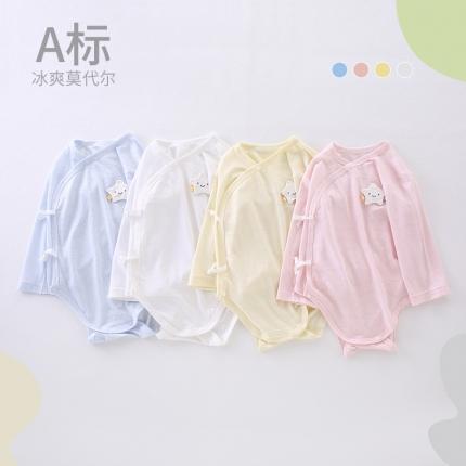 夏季薄款婴幼儿包屁衣莫代尔三角爬服新生儿宝宝长袖系带连体哈衣