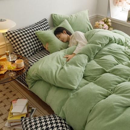 (总) 眠博士 2023新款牛奶绒纯色加厚保暖四件套-千鸟格